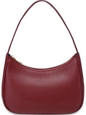 Women's Cherry Red Zipper Tote Handbag Mini Shoulder Imported Clutch Purses